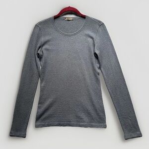Loro Piana Cashmere Sweater Gray Fitted Long Sleeve Sz 40 US 6 Basic Chic Italy